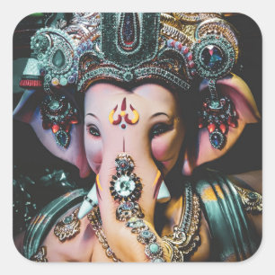 Ganesh Ganapati Hindu God van rijkdom Vierkante Sticker