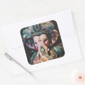 Ganesh Ganapati Hindu God van rijkdom Vierkante Sticker (Envelop)