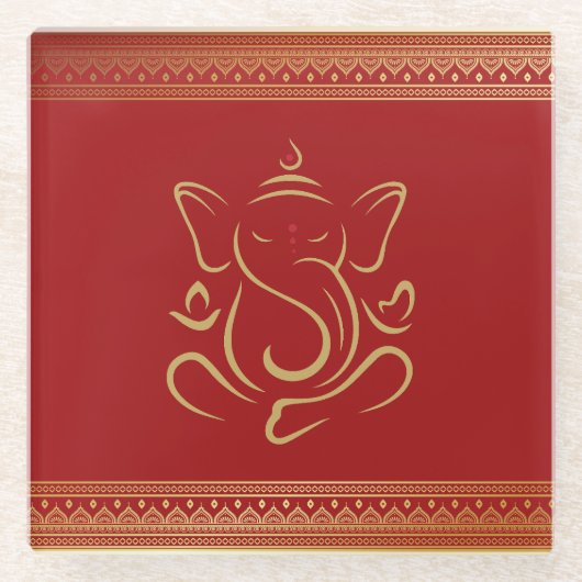 Ganesh Glazen Onderzetter (Voorkant)