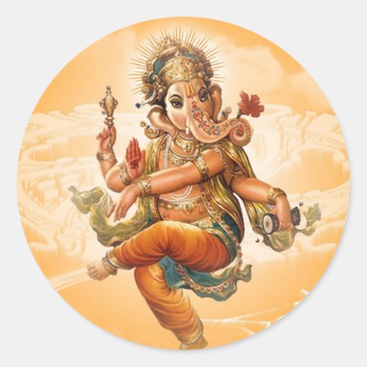 GANESH HINDU GOD RONDE STICKER (Voorkant)