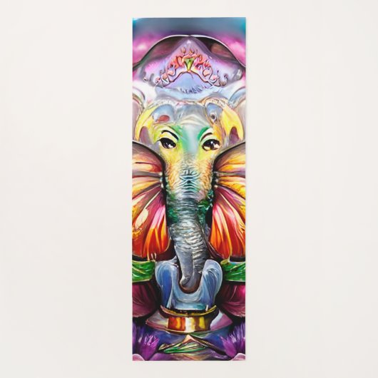 Ganesh Hindu India Elephant Bright Psychedelic Yogamat (Achterkant)