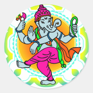 Ganesh in het kleurrijke ontwerp van de regenboog ronde sticker