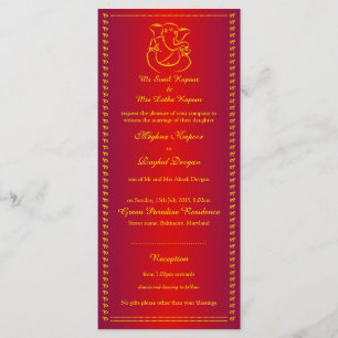 Ganesh Indian God Red Wedding Rack Kaarten