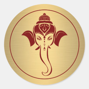 Ganesh Indiase God Maroon Hindoeïstische Trouwda Ronde Sticker