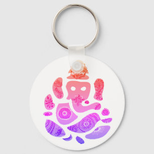 Ganesh Kleurrijke Art Key Ring Sleutelhanger