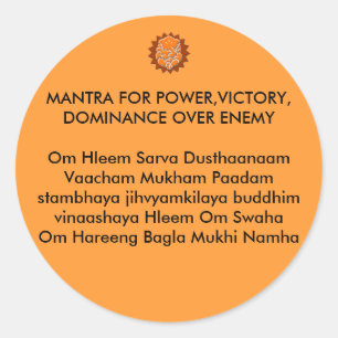 GANESH, MANTRA VOOR MACHT, OVERWINNING, DOMINANTIE RONDE STICKER