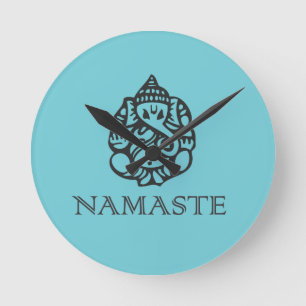 Ganesh Namaste Blue Design Ronde Klok