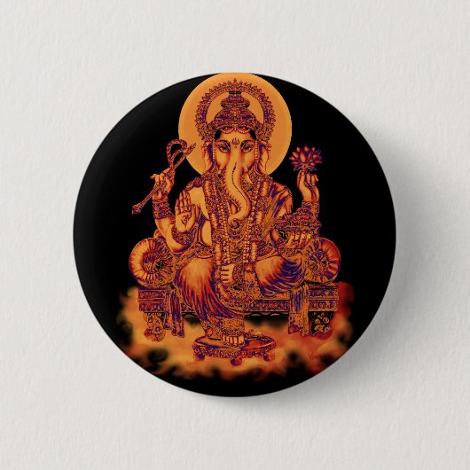 Ganesh - Remover van belemmeringen Ronde Button 5,7 Cm (Voorkant)
