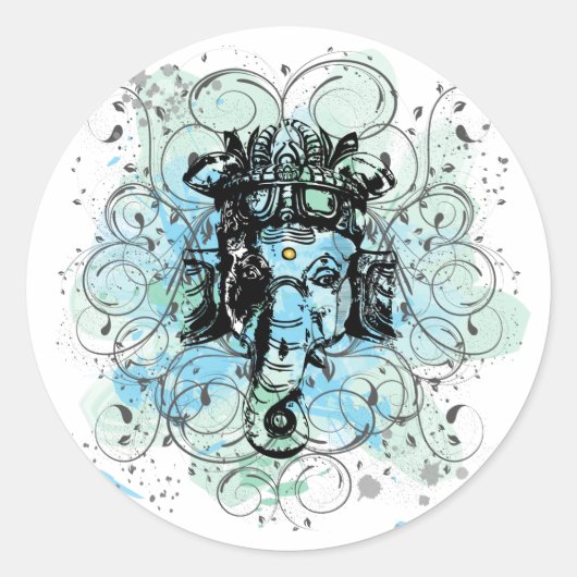 Ganesh Ronde Sticker (Voorkant)