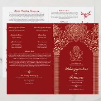 Ganesh Rood Hindoe Trouwceremonie Gevouwen Program
