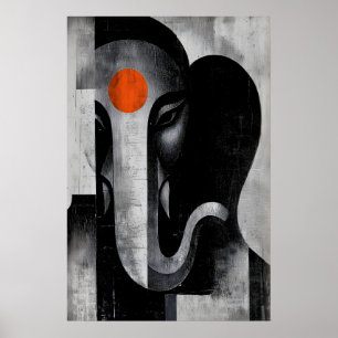 Ganesh-wandkunst minimalistische olifantenkop - Or Poster