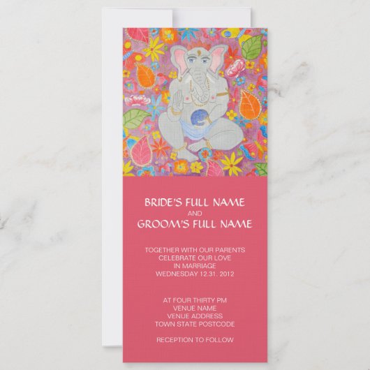 Ganesh Wedding Invitation roze Kaart (Voorkant)