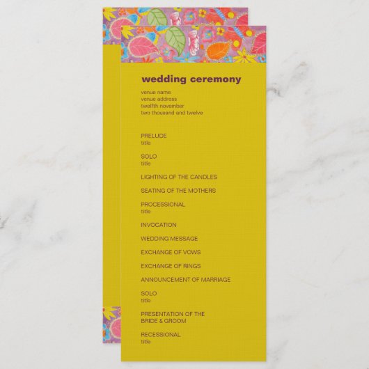 Ganesh Wedding Program yellow Programma (Voorkant / Achterkant)