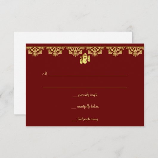 Ganesh Wedding RSVP-kaarten RSVP Kaartje (Voorkant / Achterkant)