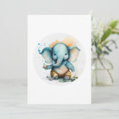 ganesha als schattige blauwe baby olifant feestdagenkaart (Staand voorkant)