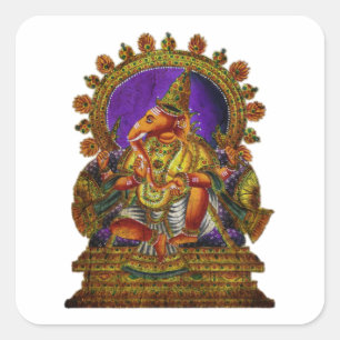 Ganesha Deva antiek   Maak uw eigen achtergrond Vierkante Sticker