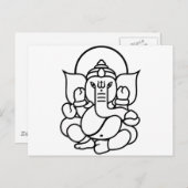 Ganesha Elephant No. 3 (zwart wit) Briefkaart (Voorkant / Achterkant)