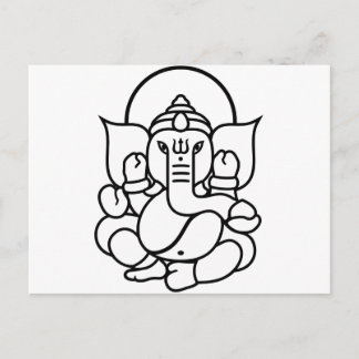 Ganesha Elephant No. 3 (zwart wit) Briefkaart