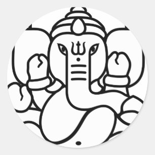Ganesha Elephant No. 3 (zwart wit) Ronde Sticker