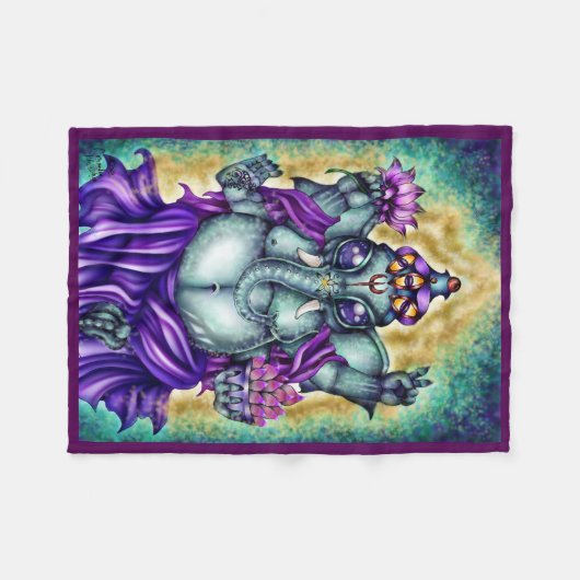 "Ganesha" Fleece Blanket (Voorkant (Horizontaal))