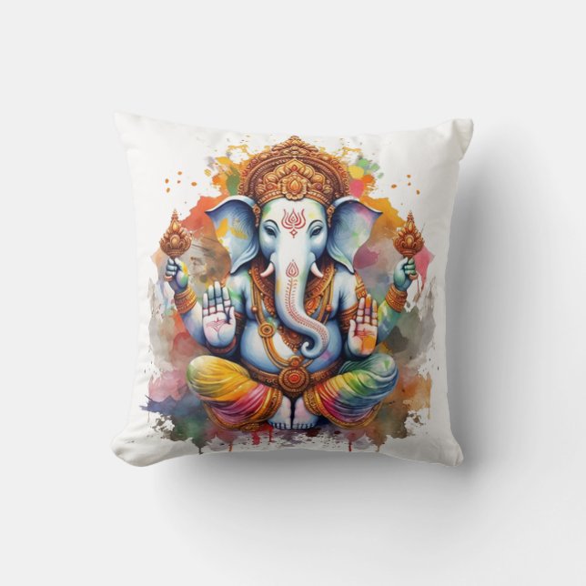 Ganesha, ganesh, ganapati verwijderaar van obstake kussen (Voorkant)