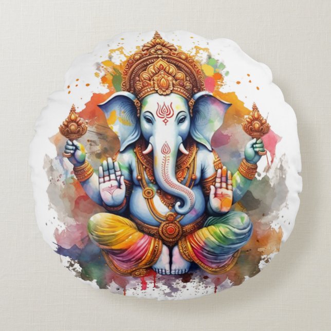 Ganesha, ganesh, ganapati verwijderaar van obstake rond kussen (Voorkant)