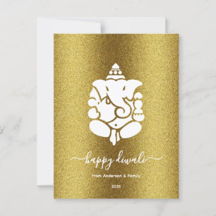 Ganesha Gouden Glitter Gelukkig Diwali-ontwerp Briefkaart