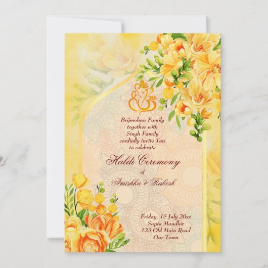 Ganesha Haldi uitnodiging (Voorkant)