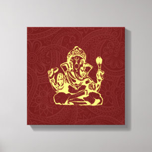 Ganesha Hindu Deity Canvas Wall Art Afdruk