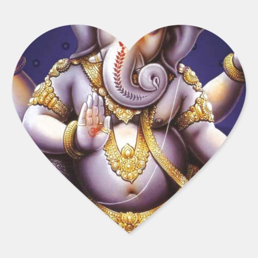 Ganesha Hindu India Asian Elephant Deity Hart Sticker (Voorkant)