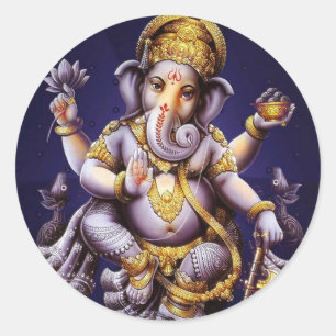 Ganesha Hindu India Asian Elephant Deity Ronde Sticker