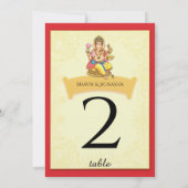 Ganesha Indiase Bruidstaafel Nummer Kaart (Achterkant)