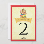 Ganesha Indiase Trouwtafel Nummer Kaart (Voorkant)