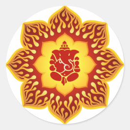 Ganesha Lotus Design Ronde Sticker