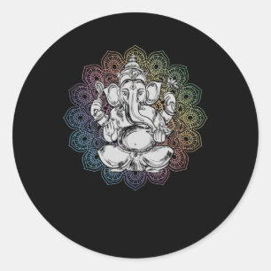 Ganesha Mandala Hindu Yoga Spirituele olifant Ronde Sticker