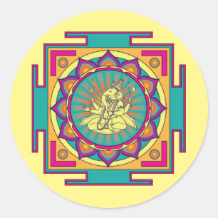Ganesha Mandala Ronde Sticker