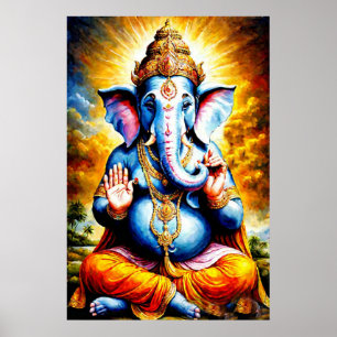 Ganesha Poster - Hindoe God van Geluk Muurkunst