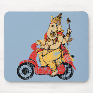 Ganesha Riding a Scooter Muismat