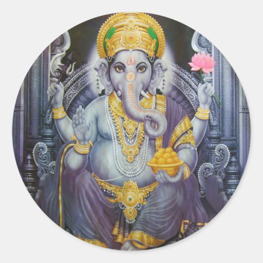 Ganesha Ronde Sticker (Voorkant)