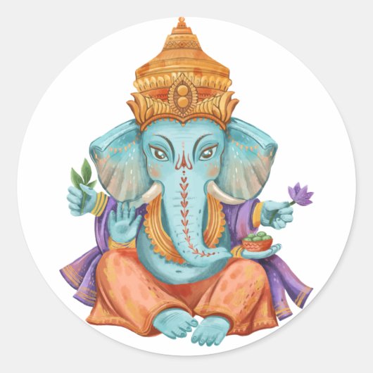 Ganesha Ronde Sticker (Voorkant)
