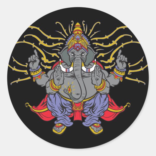 Ganesha Ronde Sticker (Voorkant)