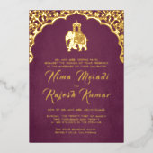 Ganesha Rouge Faire-part de mariage Indien (Recto)