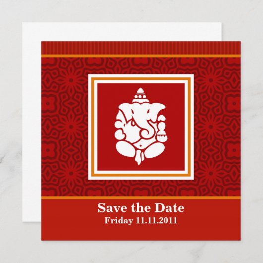 Ganesha sparen de Datum Save The Date (Voorkant / Achterkant)