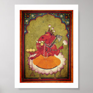 Ganesha staat op het punt zijn lotus te gooien poster