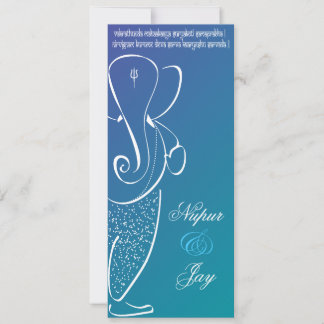 Ganesha Trouwuitnodiging :: Navy en Teal Kaart