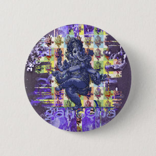 GANESHA violet verfsplaatstet Ronde Button 5,7 Cm