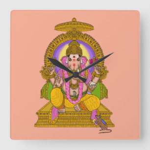 Ganesha wandklok vierkante klok