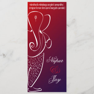 Ganesha Wedding Invite : Cherry Red Kaart