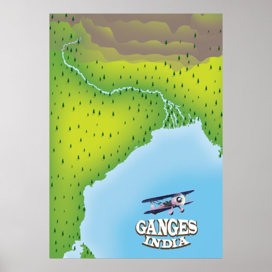 Ganges Inde carte affiche de voyage (Devant)