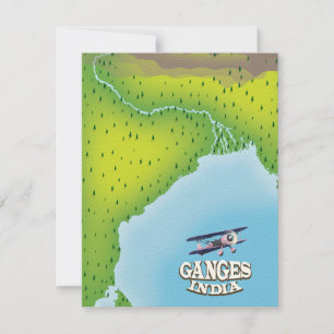 Ganges Inde carte affiche de voyage